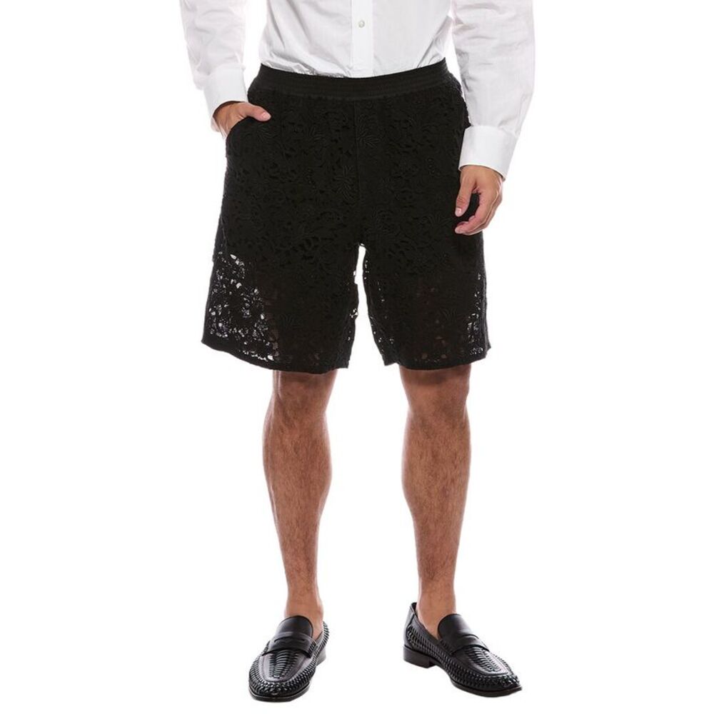 Valentino Mens  Embroidered Short, Black